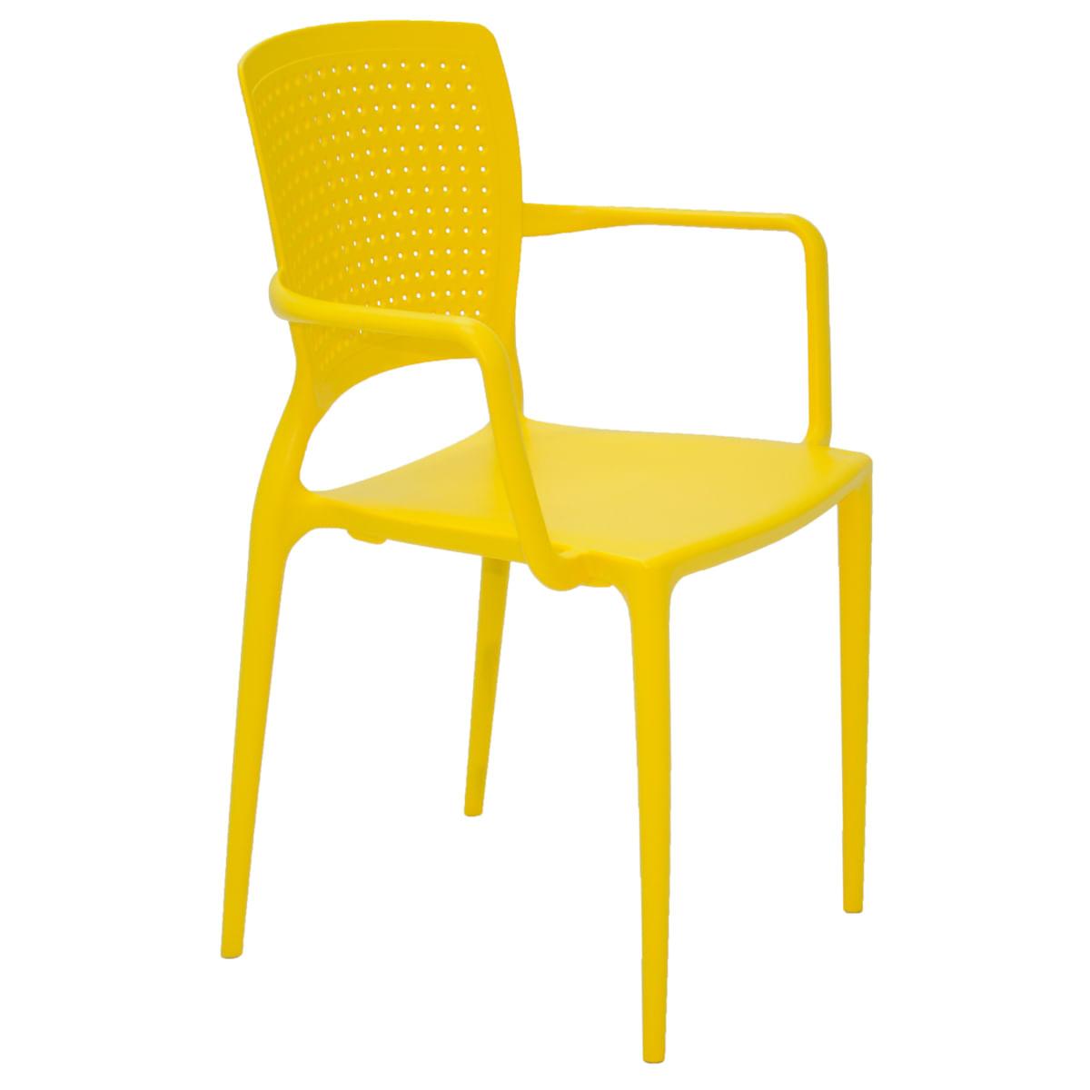 Cadeira Tramontina Safira em Polipropileno Amarelo com Braços
