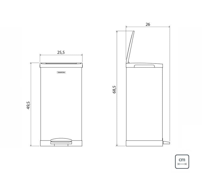 Lixeira Inox com Pedal 15 Litros Quadratta OUTLET Tramontina 94900473