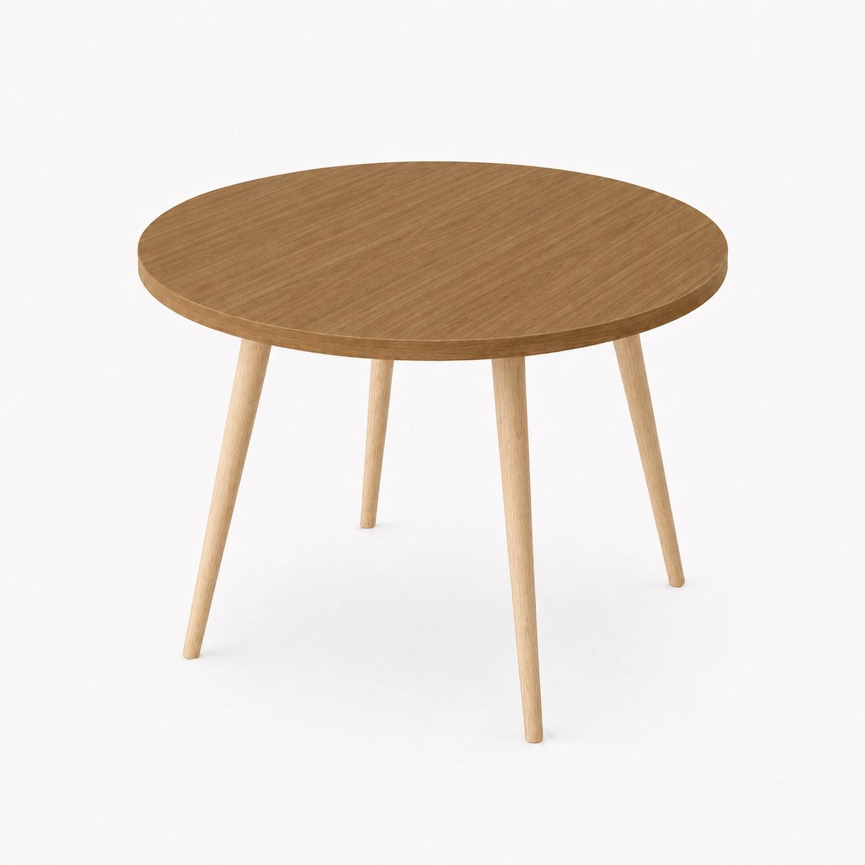 Mesa Jantar Sofia Redonda 80cm Freijó Natura 18mm Pés de Madeira Natural Marin