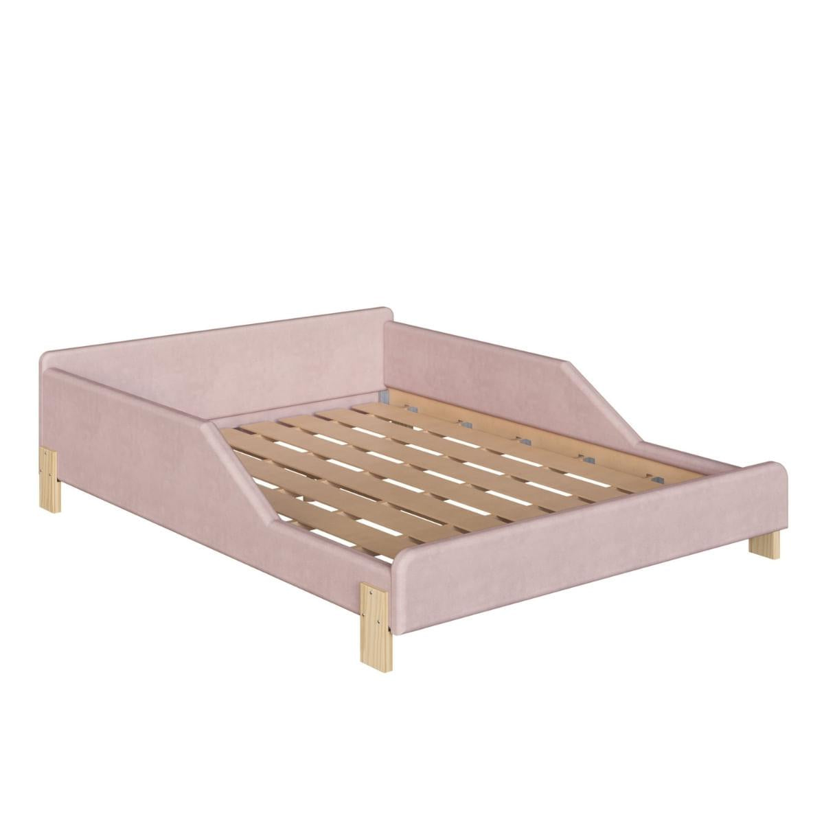 Cama Infantil Sentir Casal Estofada Rosa Completa Móveis