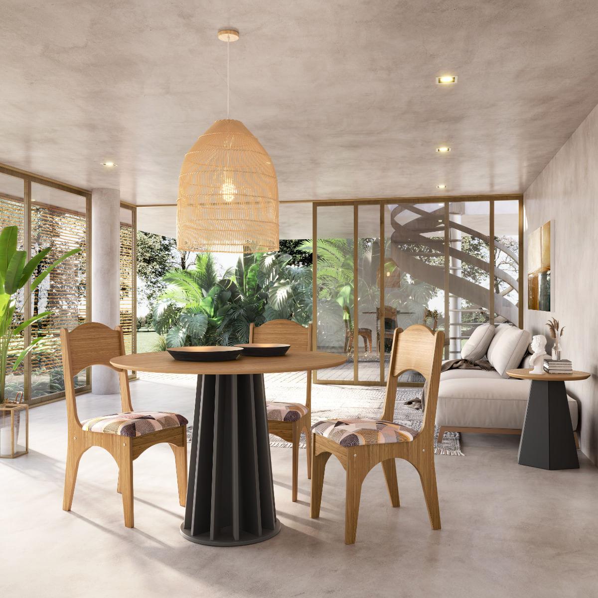 Mesa de Jantar Redonda em MDF 105 cm Freijó/Preto Fosco TM71 JPF Dalla Costa
