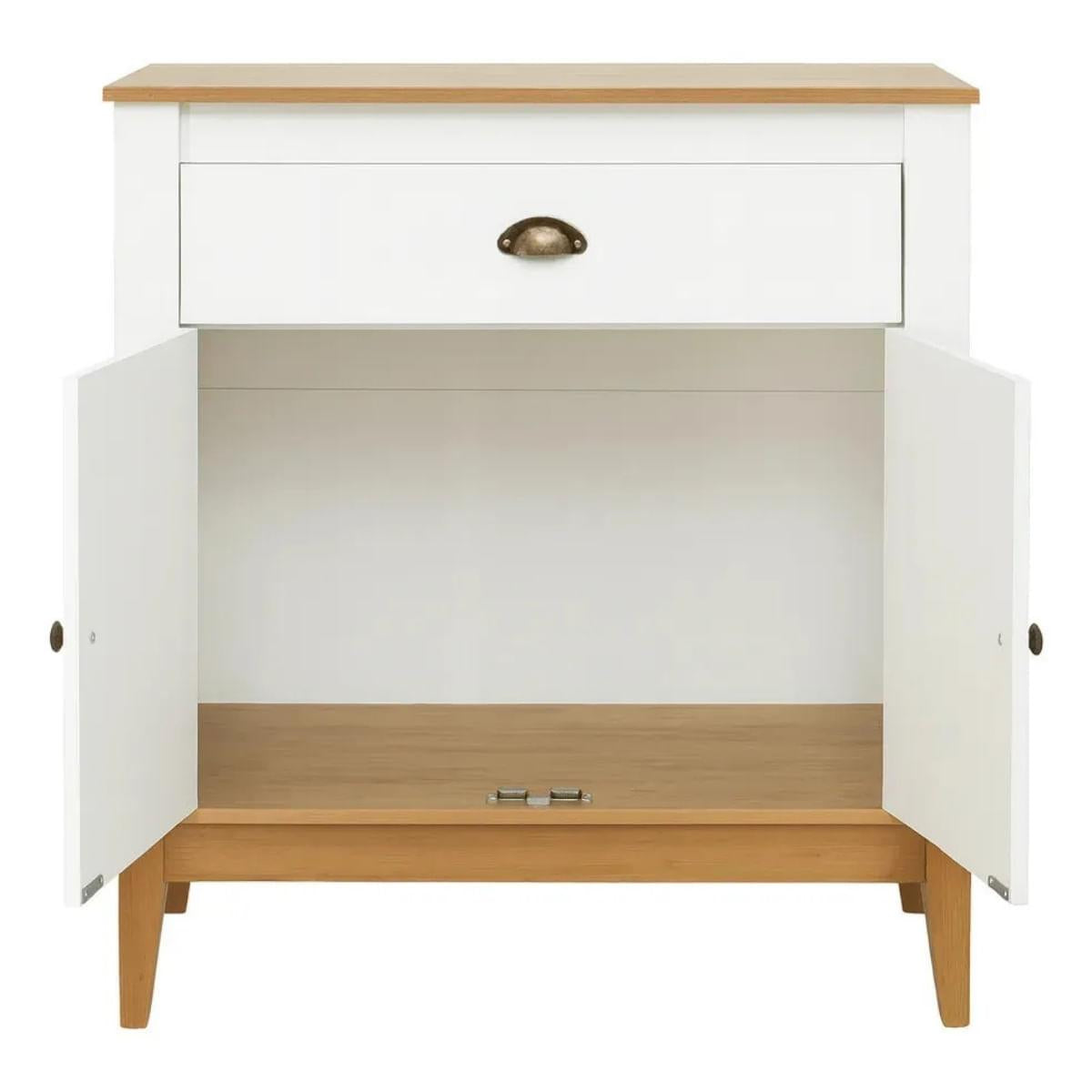 Aparador Colonial 80cm Mel Branco 2 Portas 1 Gaveta Movelbento