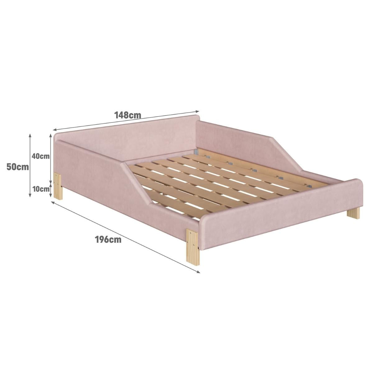 Cama Infantil Sentir Casal Estofada Rosa Completa Móveis