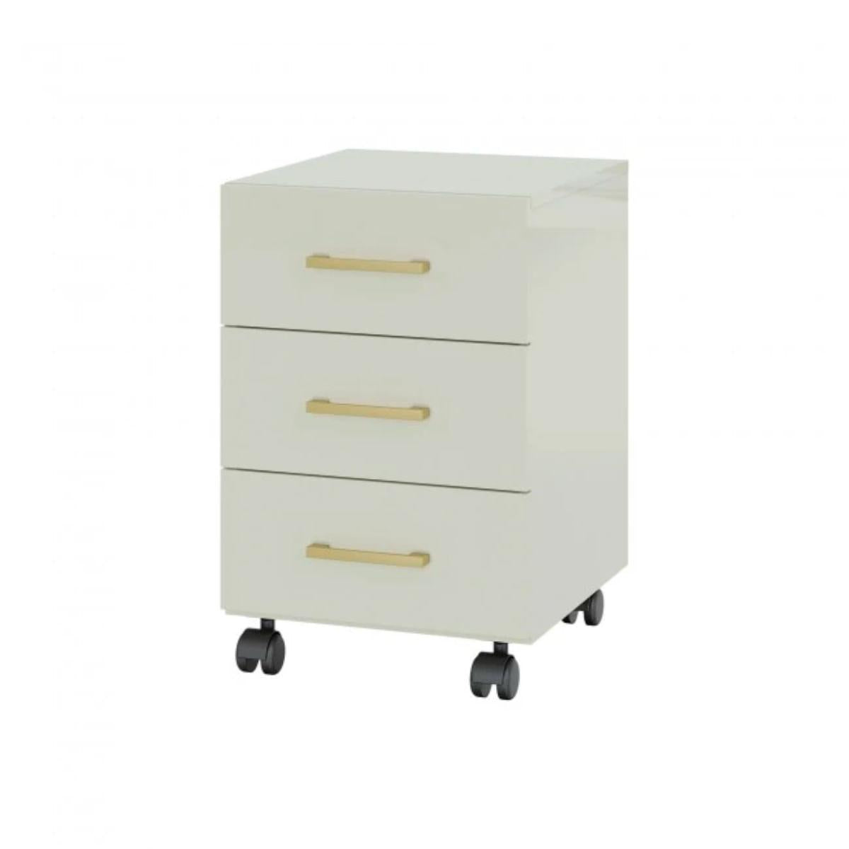 Gaveteiro 3 Gavetas com Rodízios em MDF 39x43x60cm Dalla Costa Off White