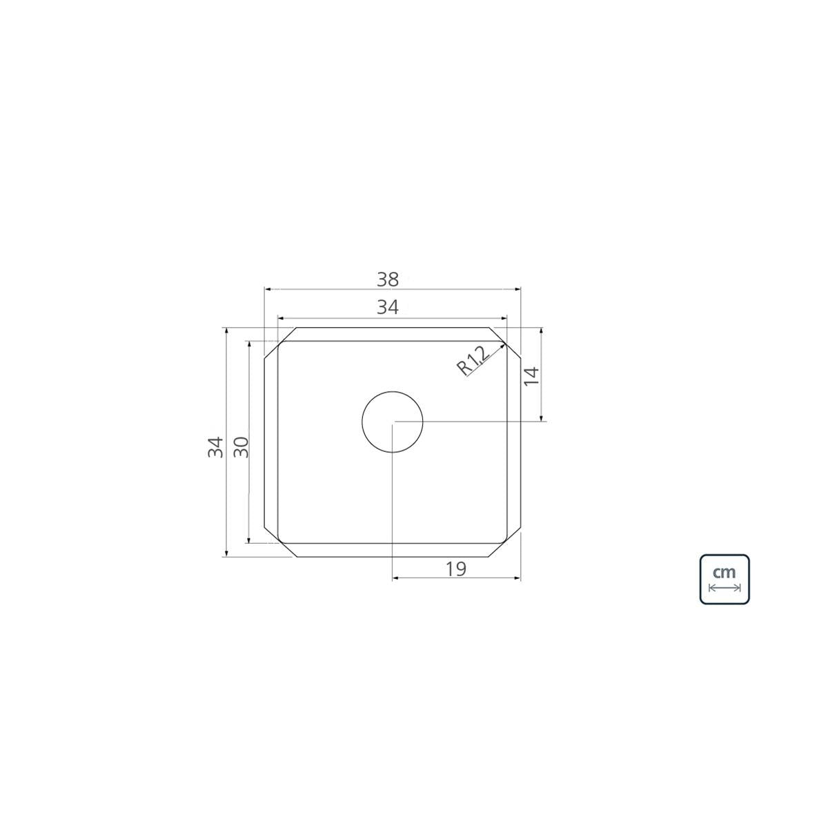 Cuba de Embutir Quadrum Auxiliar 34 U Undermount Tramontina 34 x 30 x 17 cm em Aço Inox Scotch Brite com Válvula