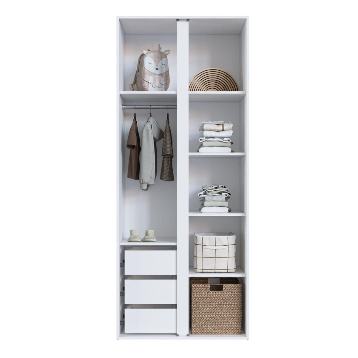 Guarda Roupas Infantil 2 Portas 80x45x195 cm Branco Completa Móveis