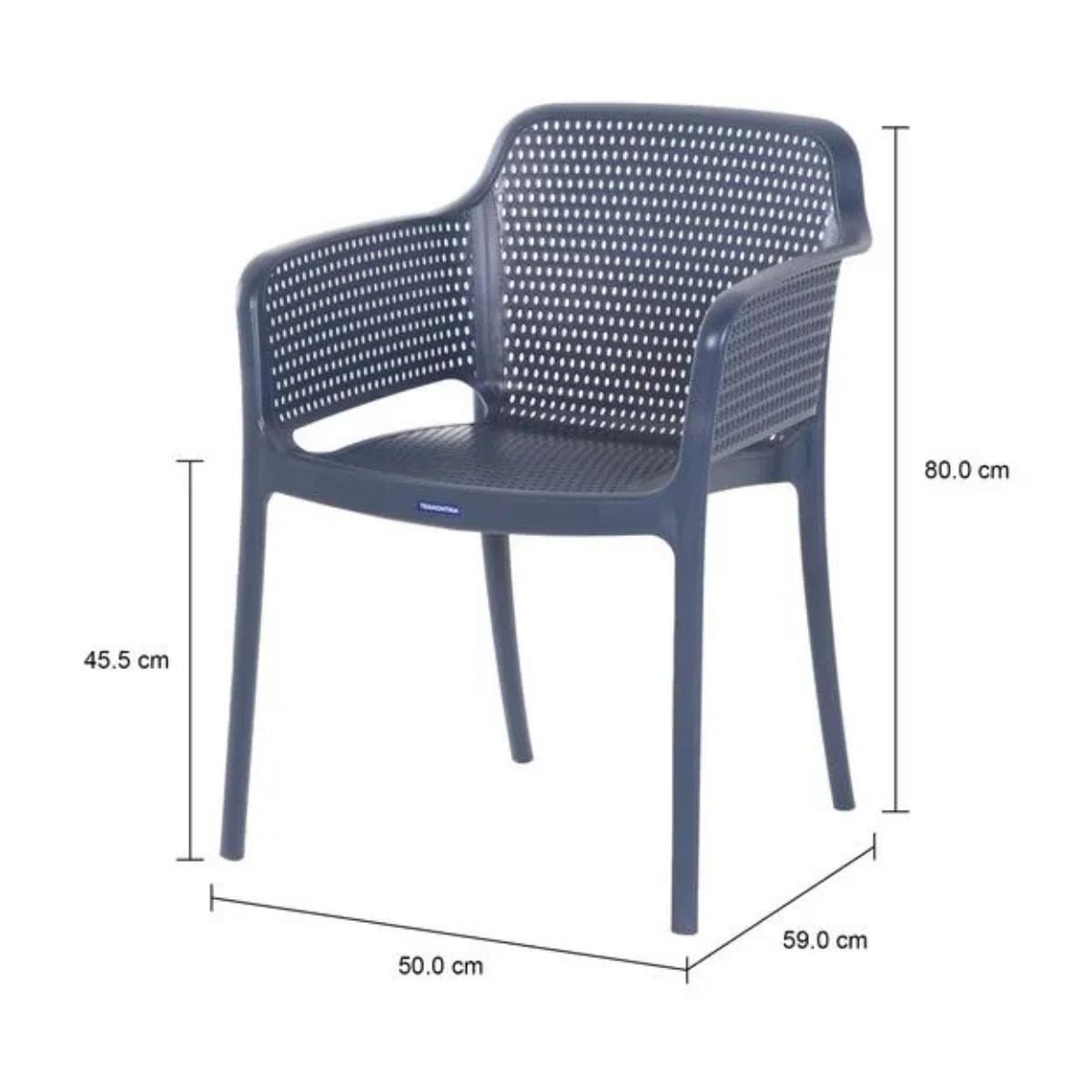 Cadeira Frisk com Braços Azul Navy Empilhavél em Polipropileno