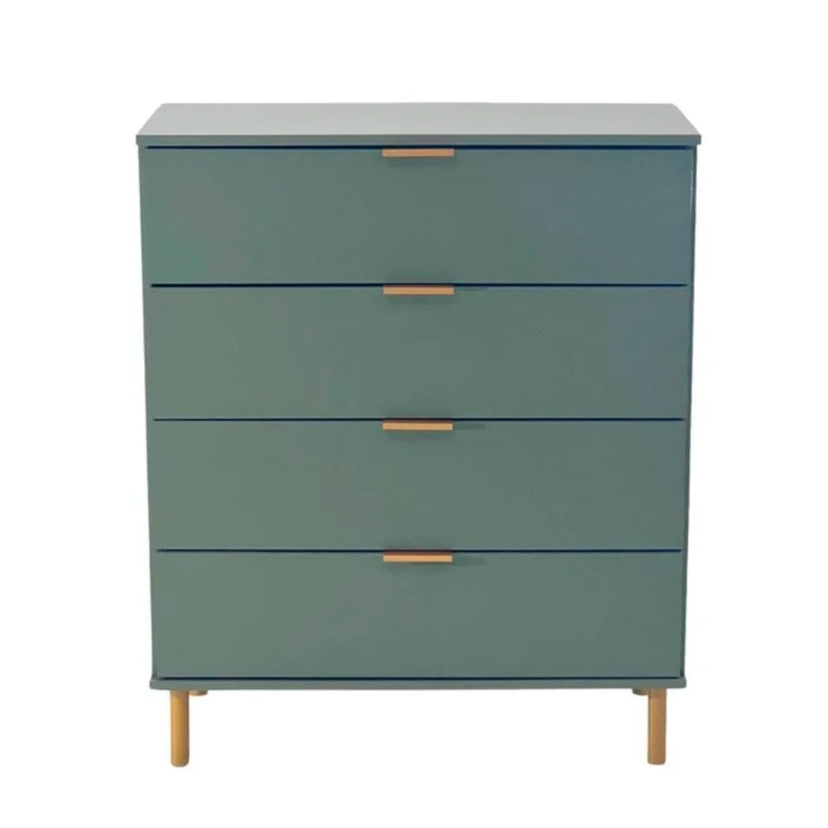 Cômoda 4 Gavetas Verde Oliva em MDF 80x40x96 cm Ditália