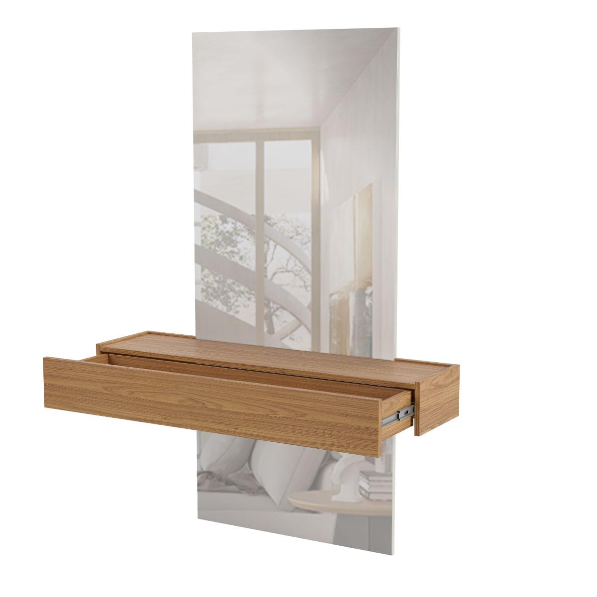 Aparador com Espelho 1 Gaveta 110 cm em MDF Freijó/Off White TB485E JW Dalla Costa