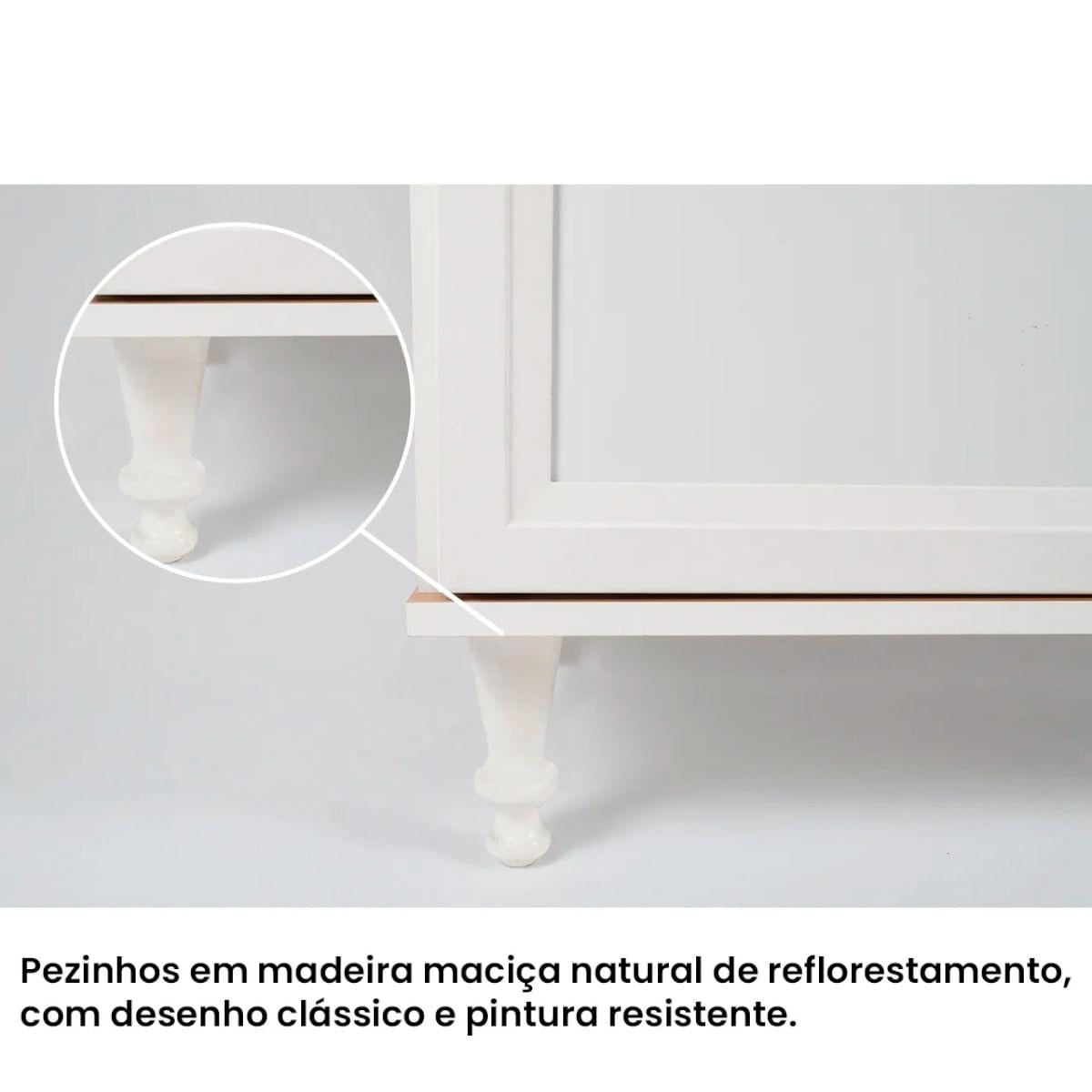 Aparador Buffet Ditália 2 Gavetas 2 Portas Branco R-629