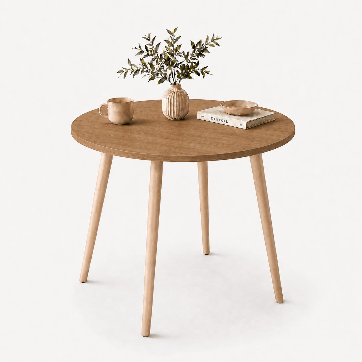 Mesa Jantar Sofia Redonda 80cm Serrano 18mm Pés de Madeira Natural Marin