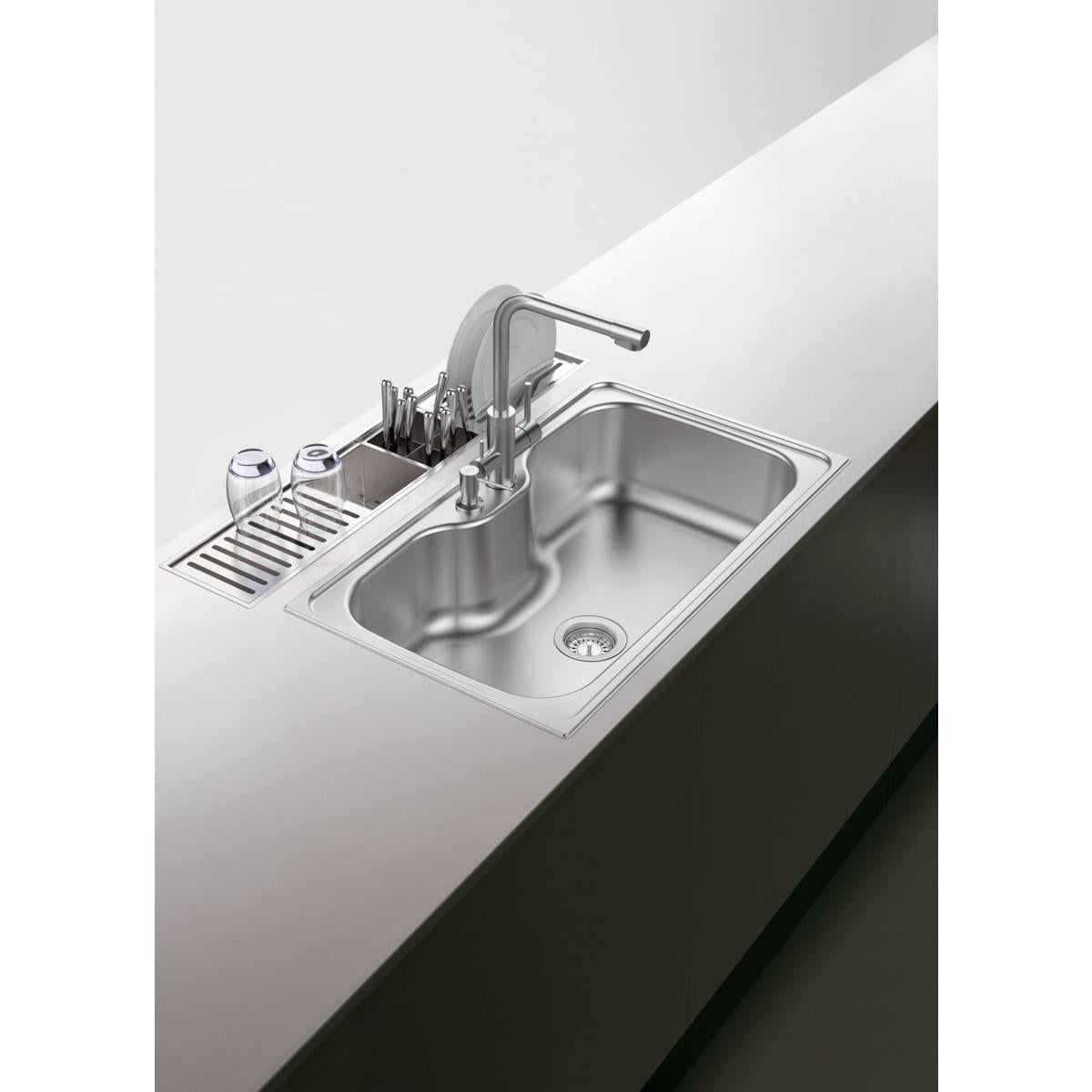 Escorredor Profundo Tramontina em Aço Inox Scotch Brite para Sobrepor no Canal Organizador 30x15 cm
