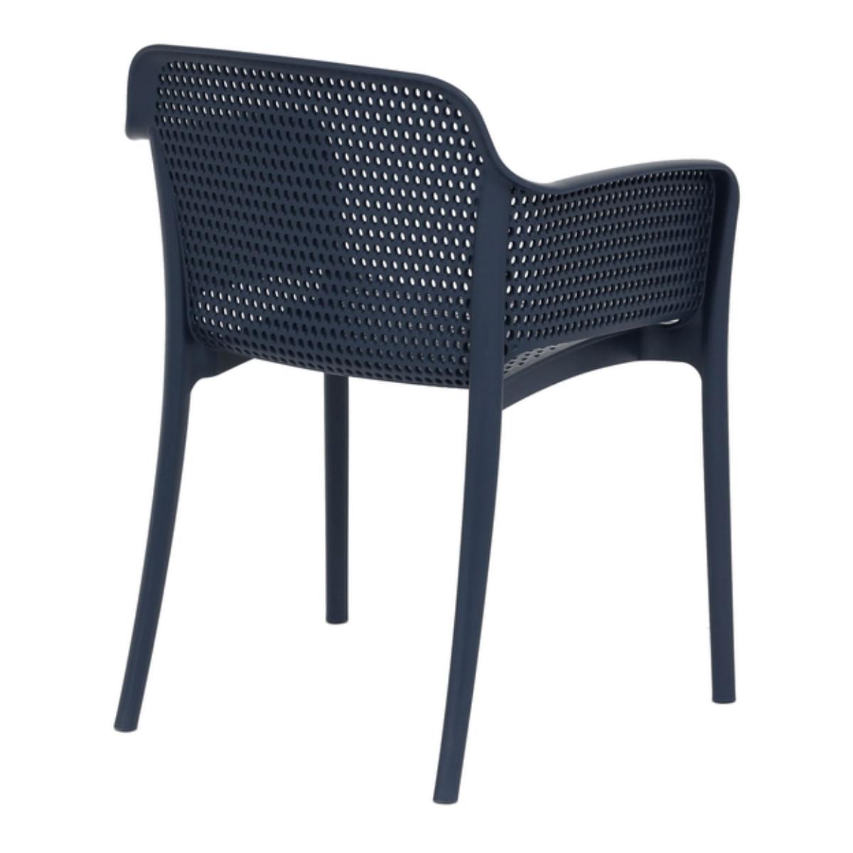 Cadeira Frisk com Braços Azul Navy Empilhavél em Polipropileno