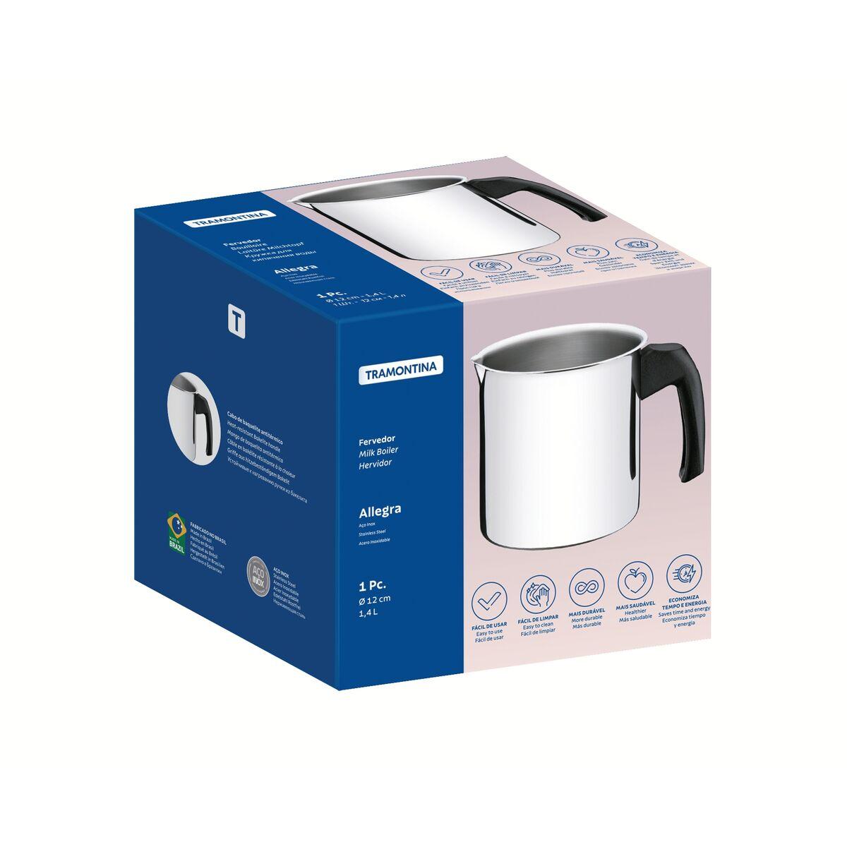 Fervedor Tramontina Allegra em Aço inox e Cabo de Baquelite 12 cm 1,4 L