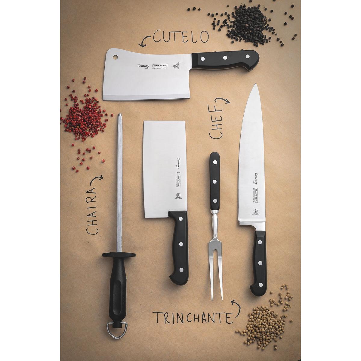 Faca Chef Tramontina Century com Lâmina em Aço Inox e Cabo de Policarbonato e Fibra de Vidro 10" 24011110