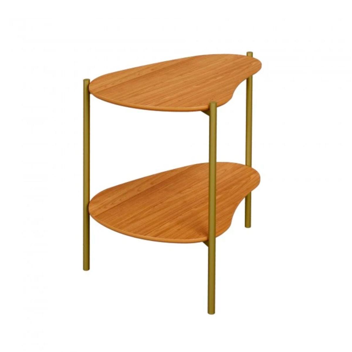Mesa de Canto Florença em MDF Pés Metálicos 60x62x46 cm Freijó Gold Dalla Costa