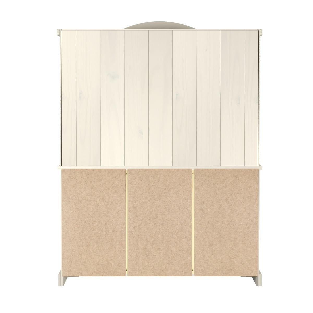 Cristaleira em Madeira 5 Portas 3 Gavetas 153 x 196 cm Patina Branca Elliottiis