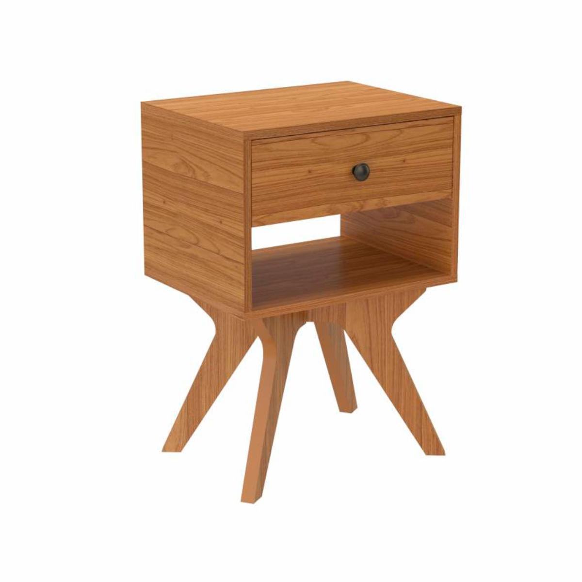 Mesa de Cabeceira Retrô em MDF 45 cm com 1 Gaveta TW47 Freijó Dalla Costa