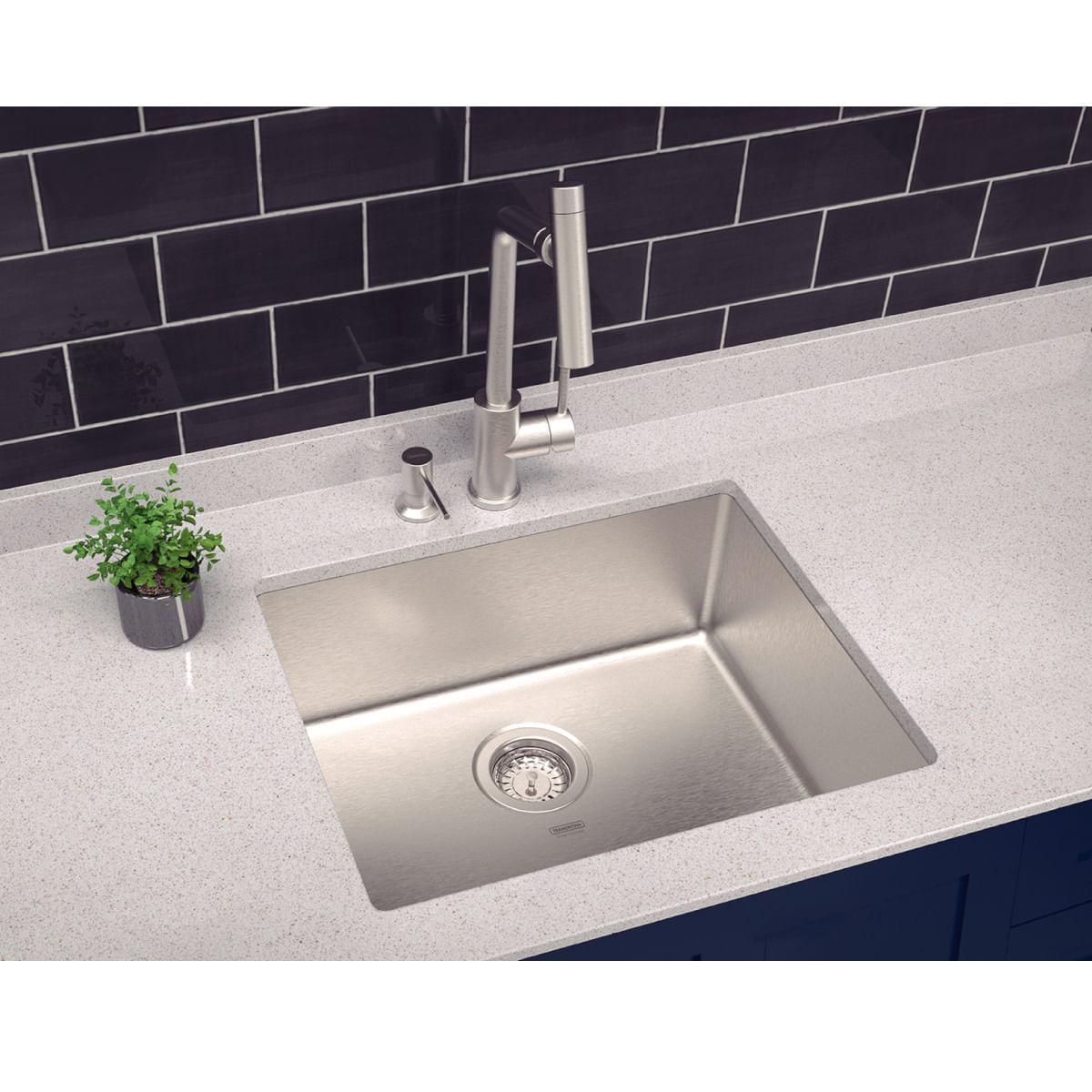 Cuba Quadrum 50 U Undermount Tramontina 50x40x 20 cm em Aço Inox Acetinado OUTLET