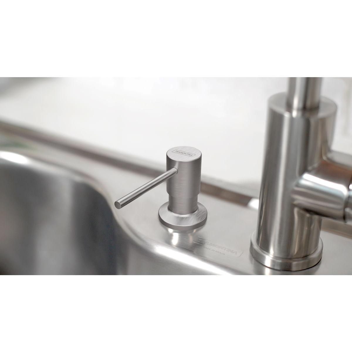 Dosador de Sabão Tramontina 500 ml em Aço Inox com Recipiente Plástico