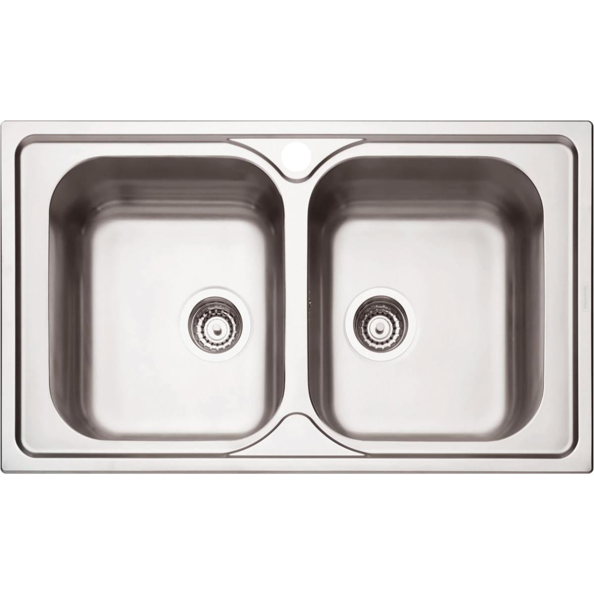 Cuba de Sobrepor Tramontina Marea 2C 34 em Aço Inox Acetinado e Válvula 86 x 50 cm com 2 Cubas