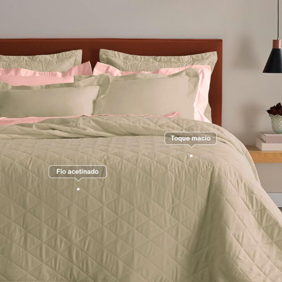 Jogo de Cama Queen 270 Fios Karsten Cetim 100% Algodão Domos Macadâmia