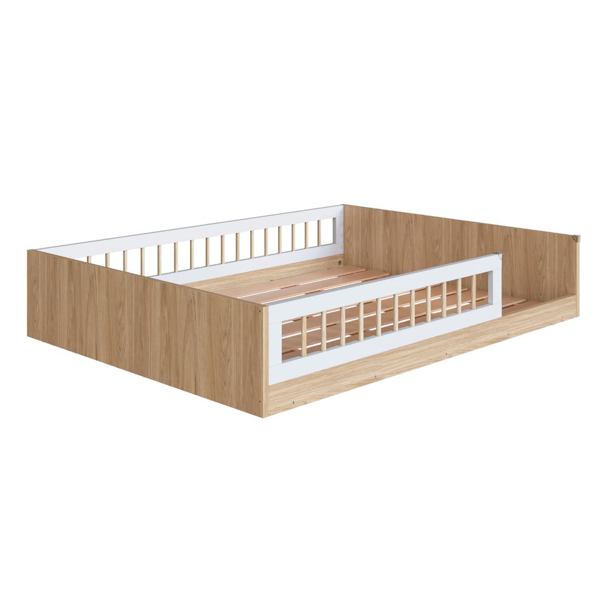 Cama Montessoriana Casal Affetto Aveiro com Branco Completa Móveis