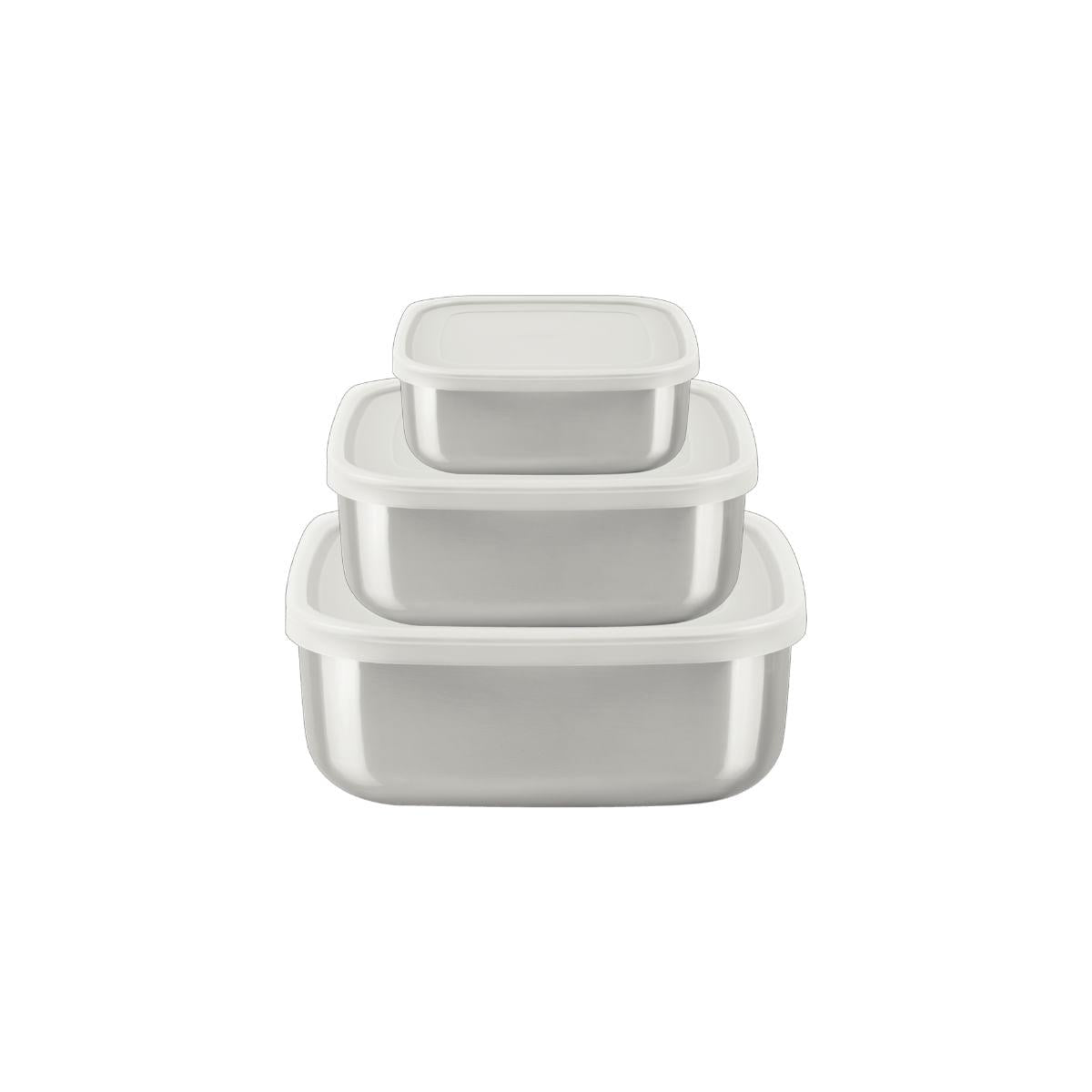 Jogo de Potes Tramontina Freezinox Quadrados Aço Inox com Tampa Plástica 3 Peças