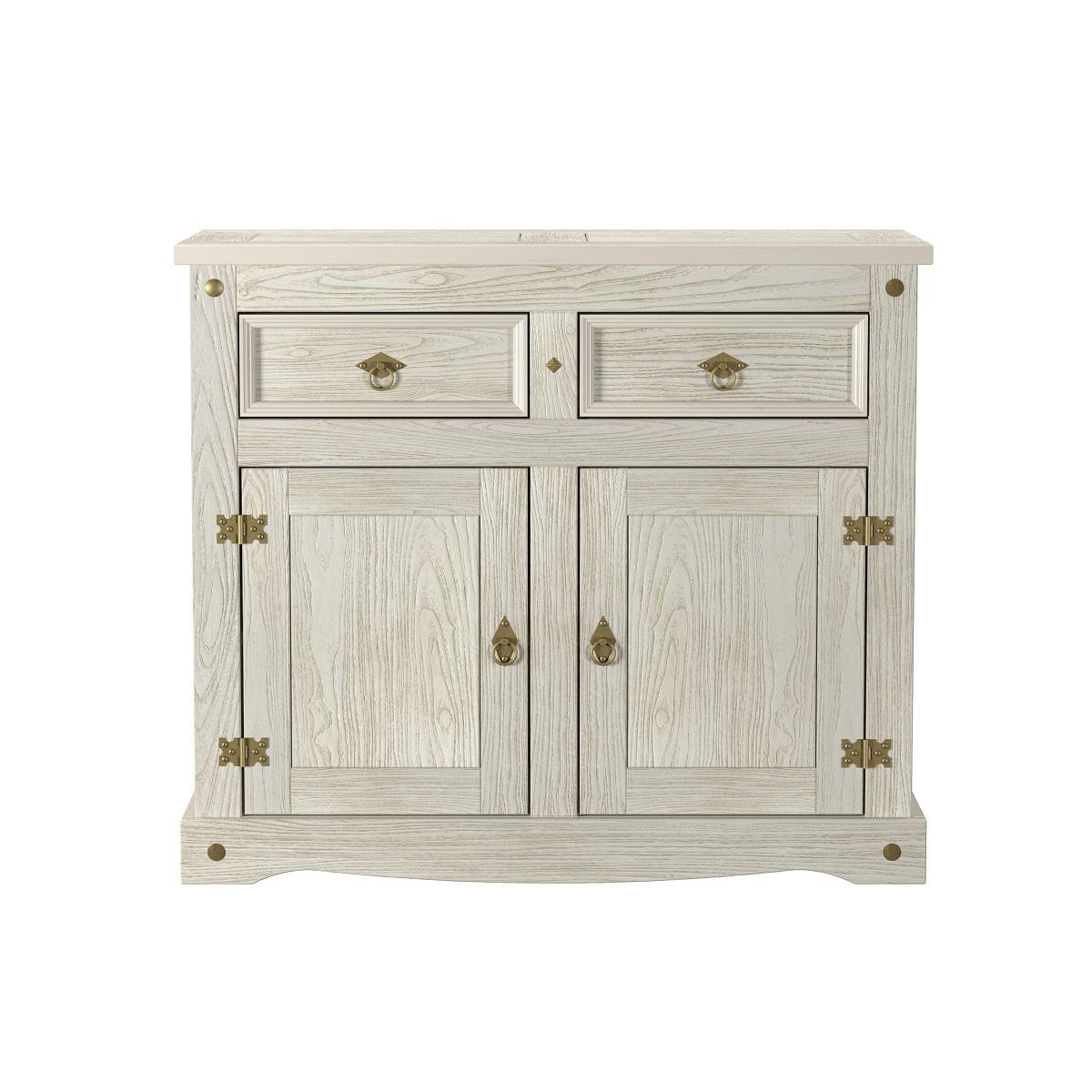 Aparador Buffet em Madeira 2 Portas 2 Gavetas 104 cm Patina Branca Elliottiis