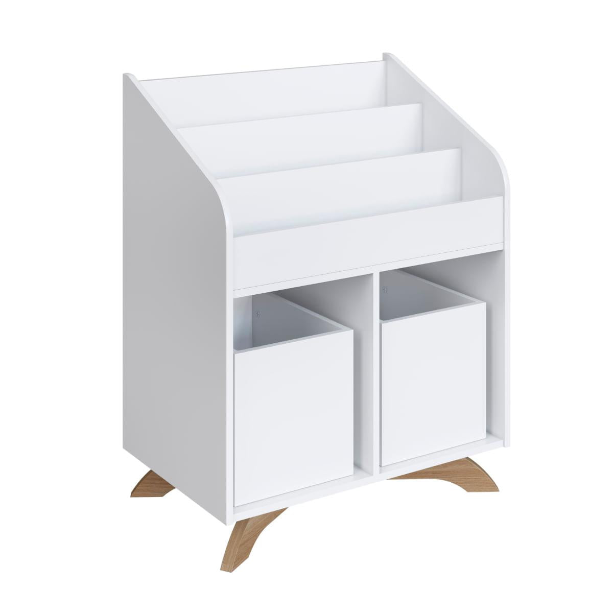 Estante Livreiro Infantil 71x45x91 cm em MDP Branco com 2 Cubos Completa Móveis
