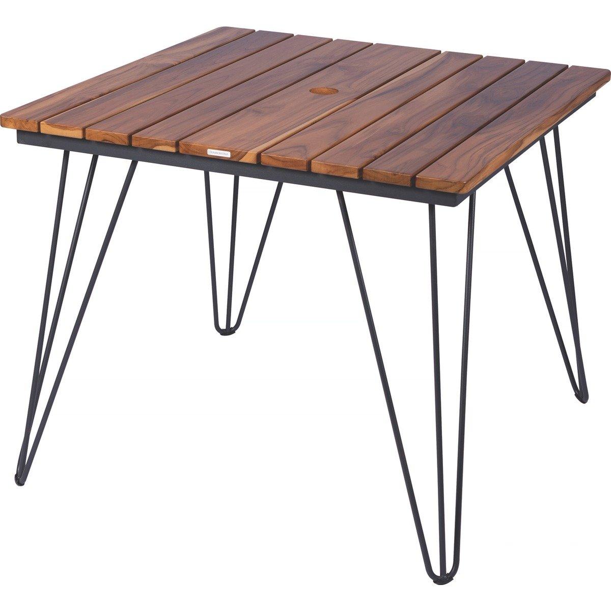 Mesa Quadrada 88 x 88 x 75 cm Tramontina Tarsila em Madeira Teca com Estrutura em Aço Carbono e Acabamento Ecoclear Grafite