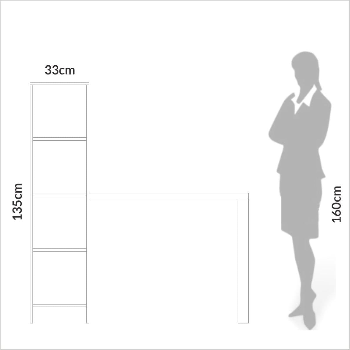 Escrivaninha em MDF 5 Prateleiras 123 x 44 cm Freijó/Preto Fosco Pradel Dalla Costa