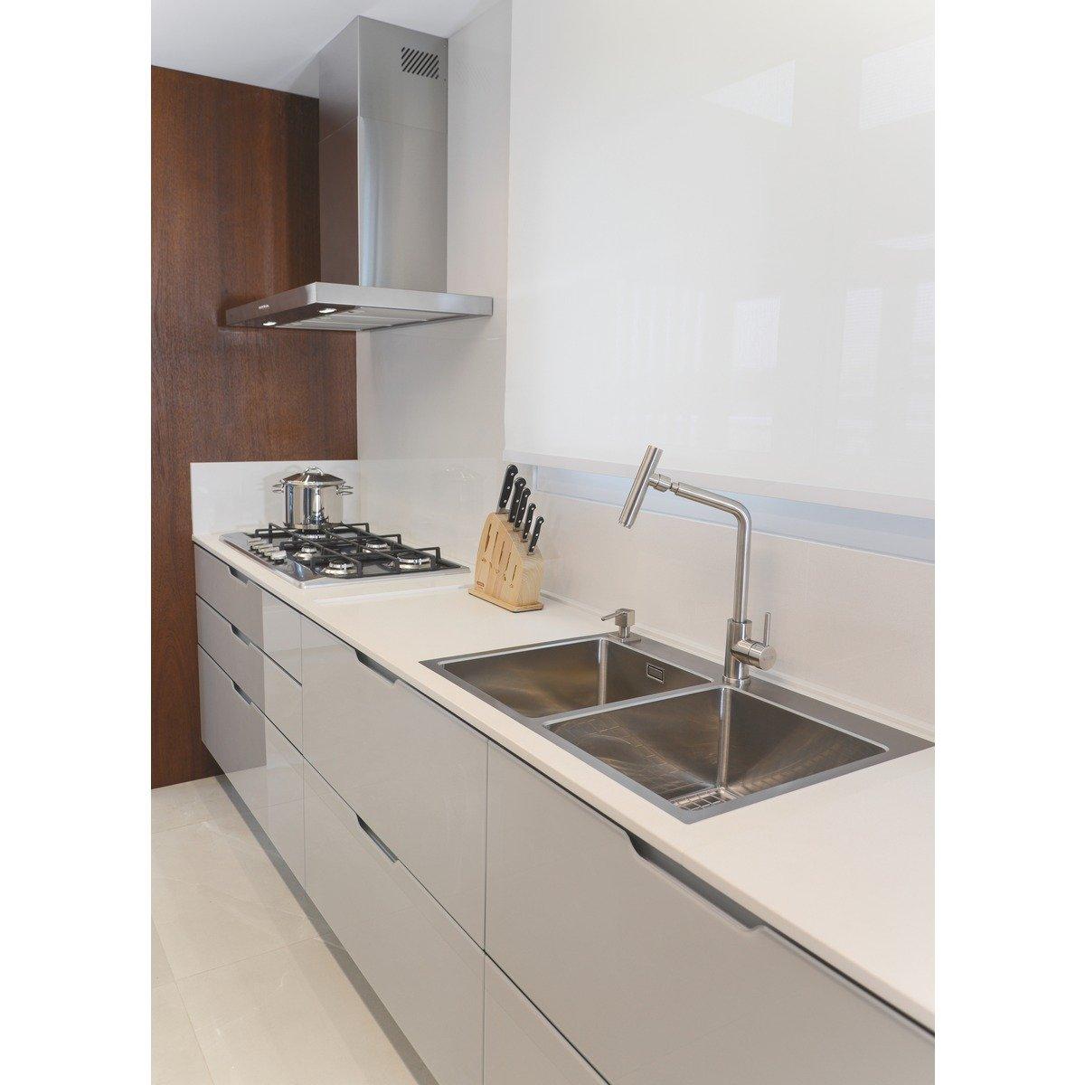Cuba de Sobrepor Tramontina Quadrum Flush 2C 34 em Aço Inox Scotch Brite 77 x 51 cm OUTLET