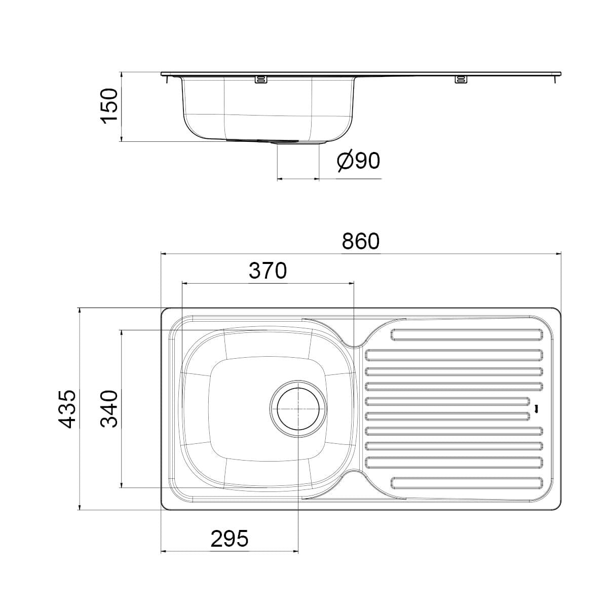 Cuba Docol Evoluto 86x43,5x15 cm em Aço Inox Acetinado