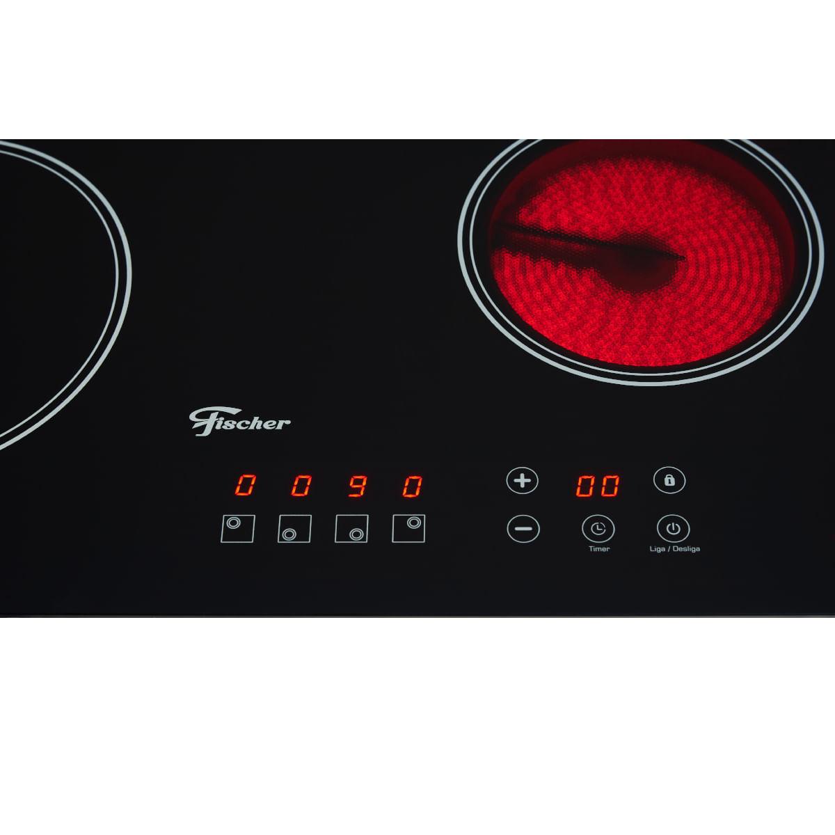 Fogão Cooktop Fischer 4Q Elétrico Mesa Vitrocerâmica Touch 220V