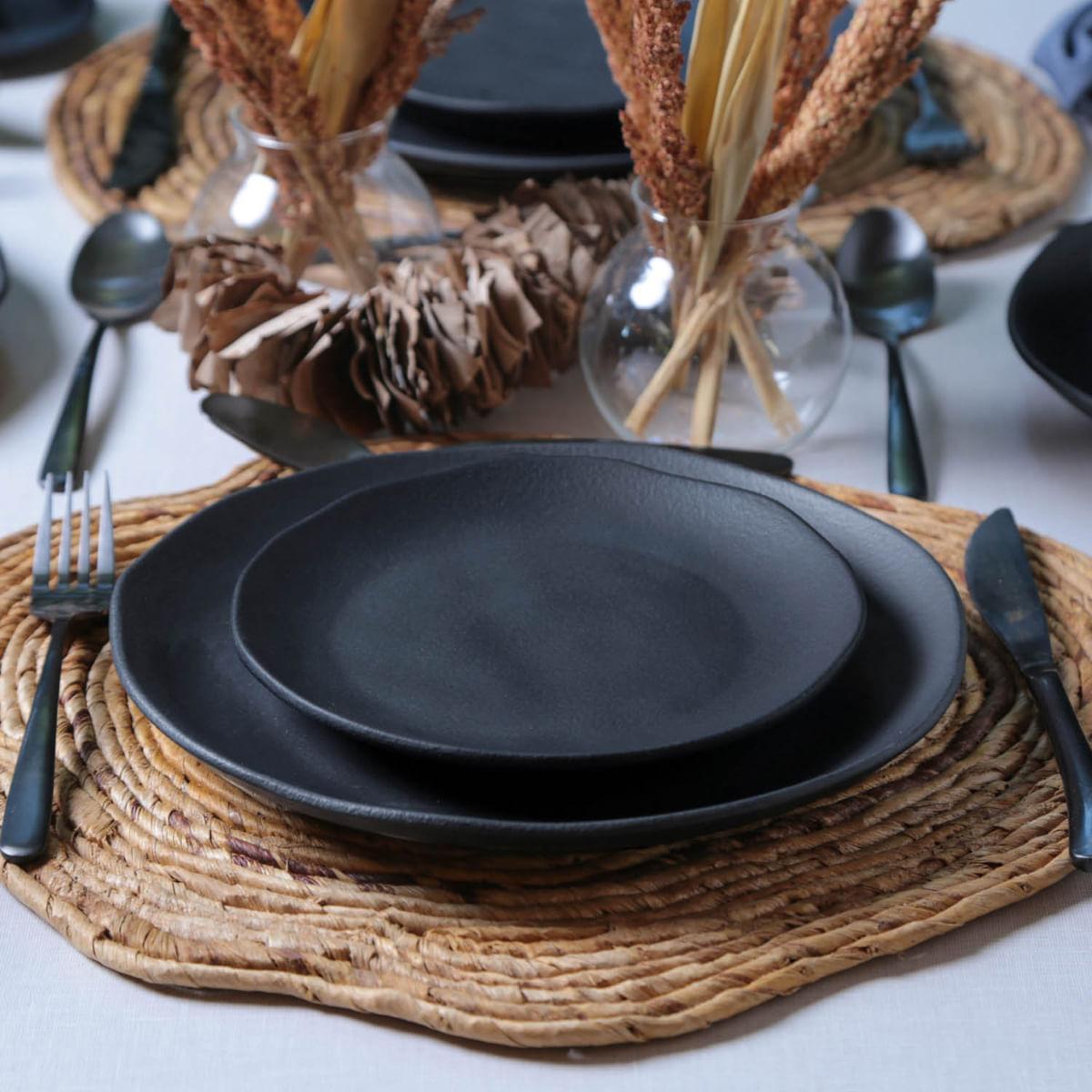 Aparelho de Jantar 20 Peças Orgânico Preto Matte Porto Brasil