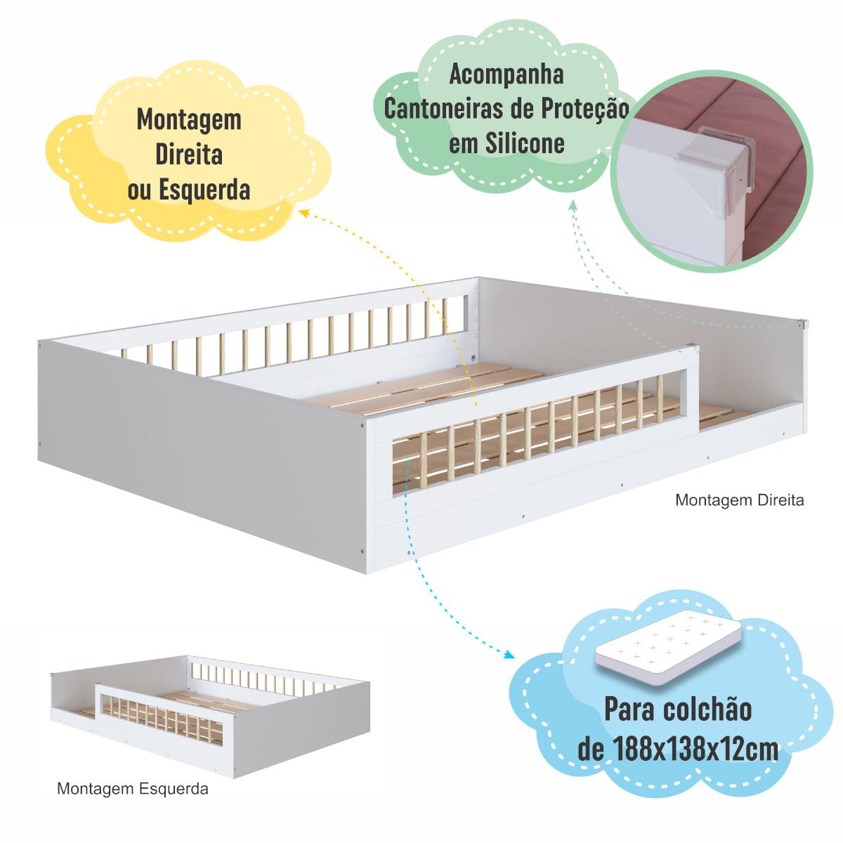 Cama Montessoriana Casal Affetto Branco Completa Móveis