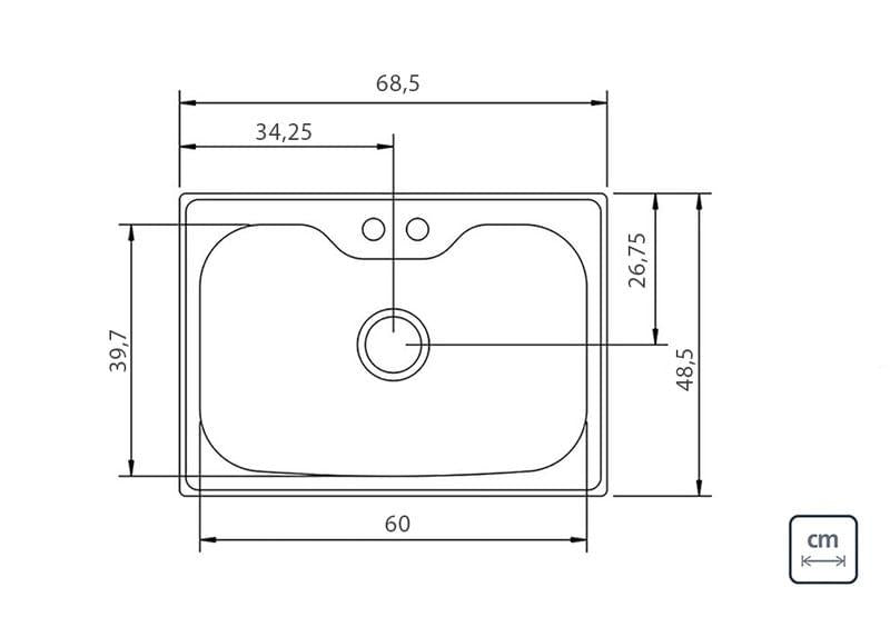 Cuba de Sobrepor Inox Acetinado 68,5x48,5cm Morgana 60 FX Tramontina OUTLET 94900354