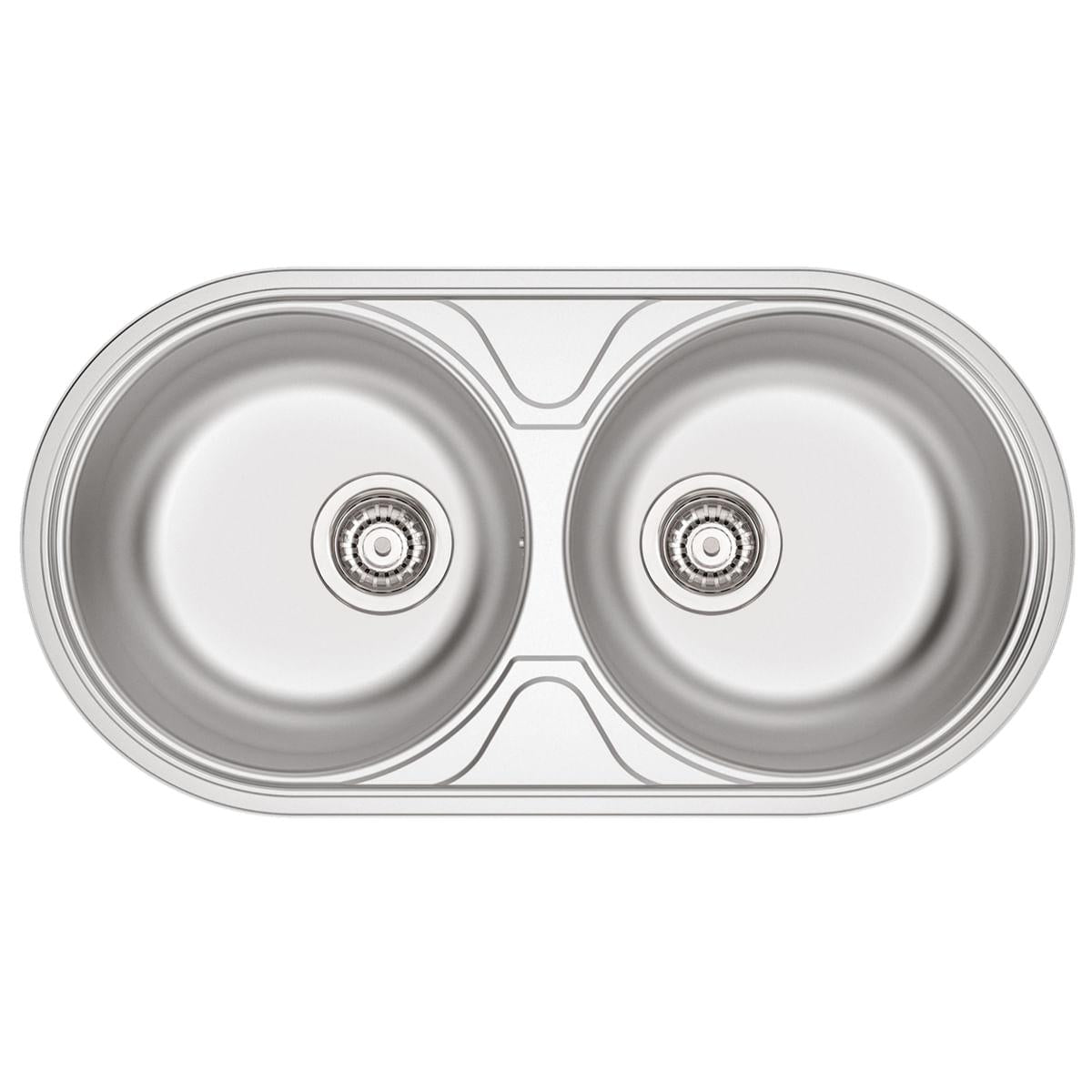 Cuba de Sobrepor Tramontina Luna Duo 2C 36 BS em Aço Inox Acetinado 84 x 44 cm