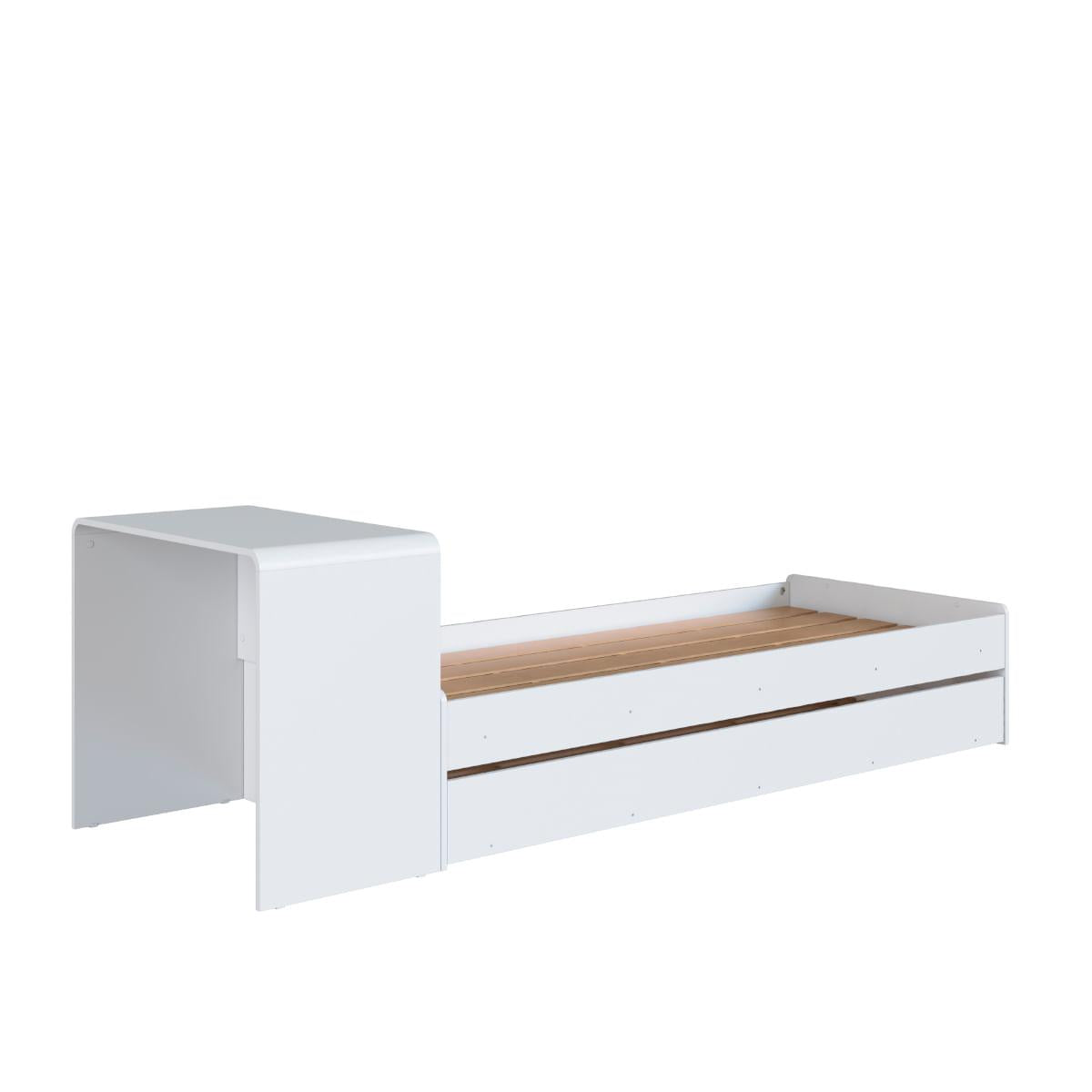Cama Infanto Juvenil com Escrivaninha e Cama Auxiliar Solteiro Branco Completa Móveis