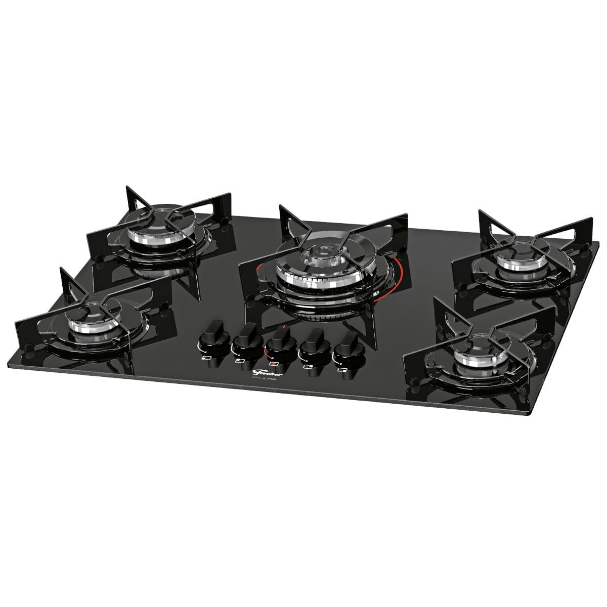 Fogão Cooktop Fischer 5Q Tripla Chama Fit Line Gás Mesa Vidro