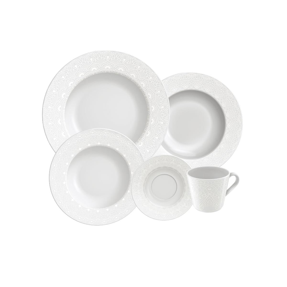 Aparelho de Jantar Tramontina Alicia em Porcelana Decorada 20 Peças