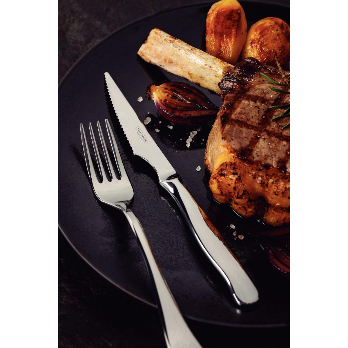 Jogo para Churrasco Tramontina Zurique Aço Inox Fio Serrilhado 12 Peças
