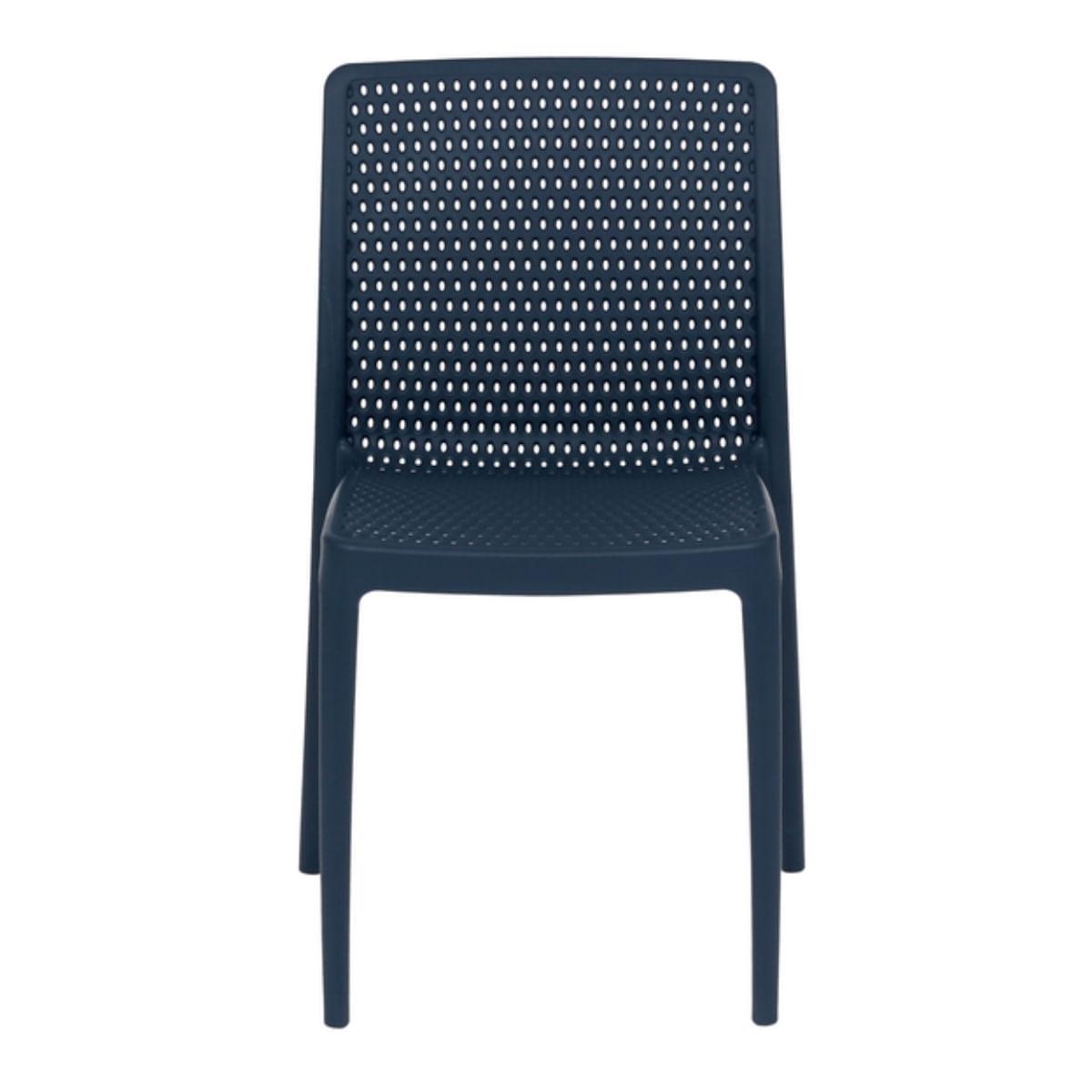 Kit 4 Cadeiras Dots Azul Navy Empilháveis em Polipropileno
