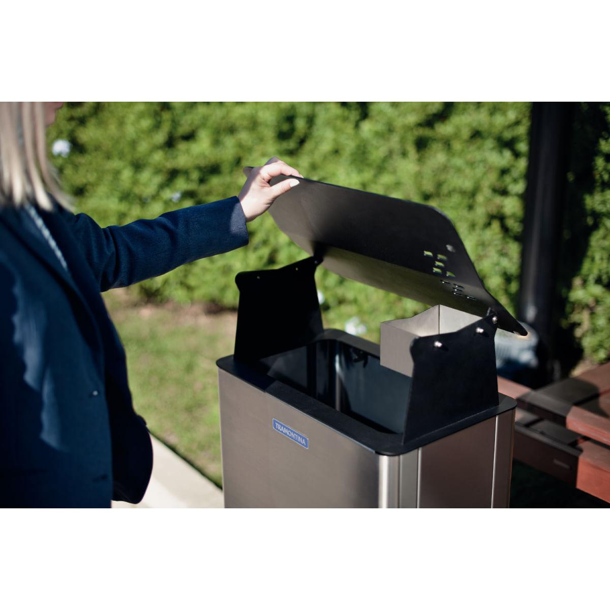 Lixeira Tramontina Modena 80 Litros em Aço Inox Scotch Brite