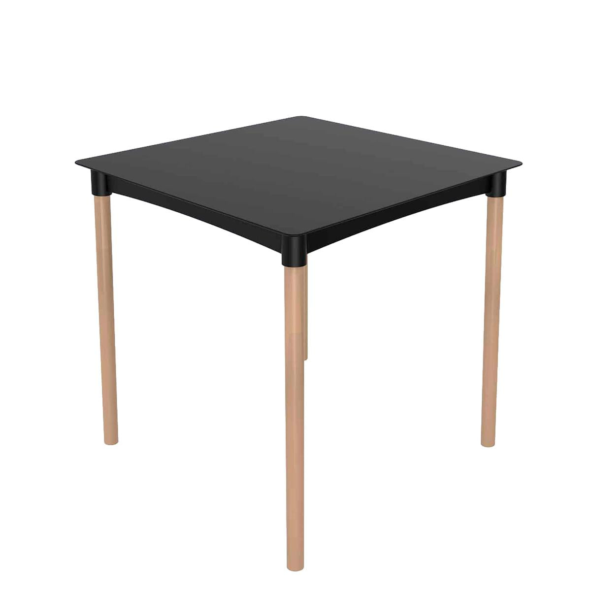 Mesa Atto 4 Lugares em Polipropileno Preto 74x74cm Pés em Madeira Im In