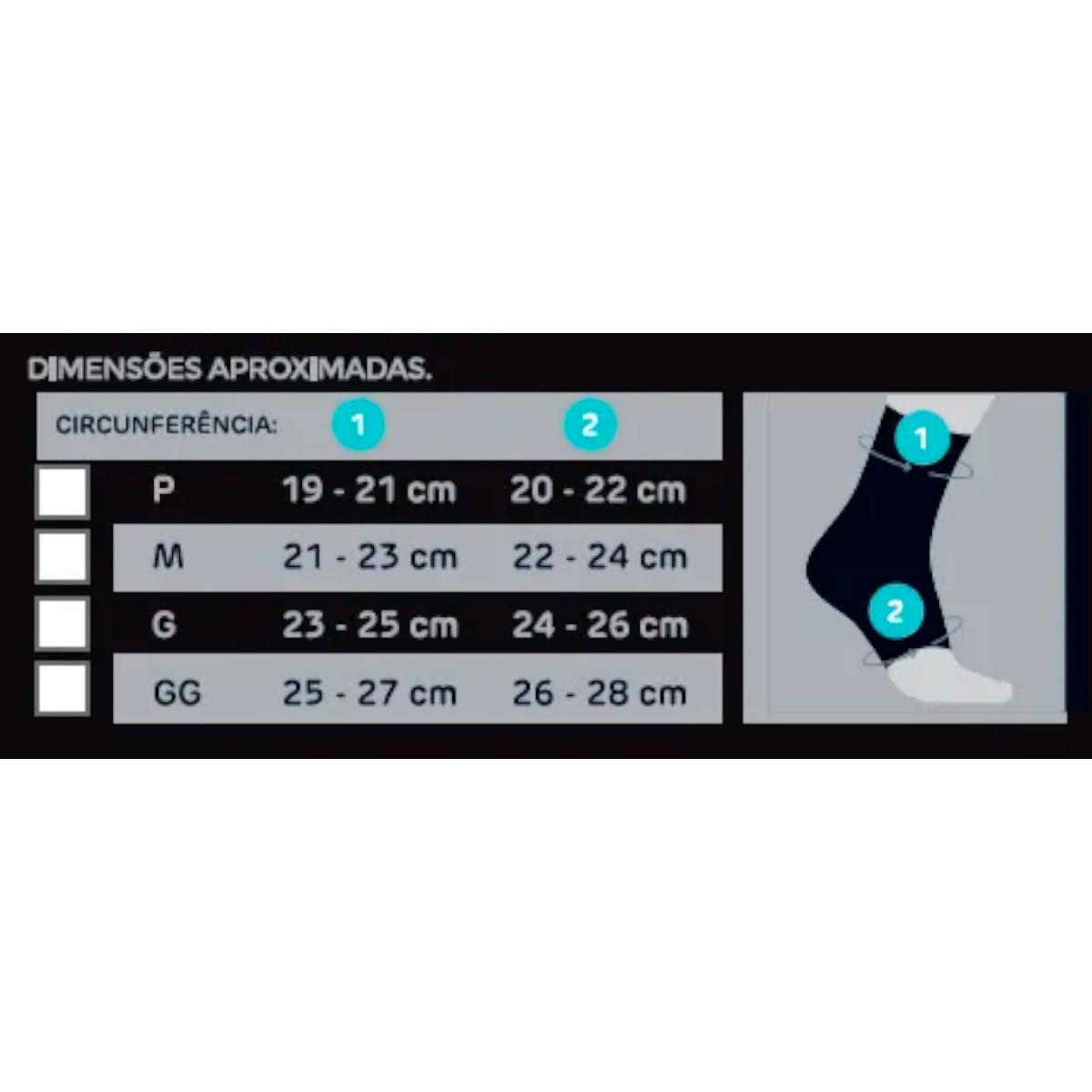 Tornozeleira de Compressão PRO N1 Sport Cinza com Azul Turquesa