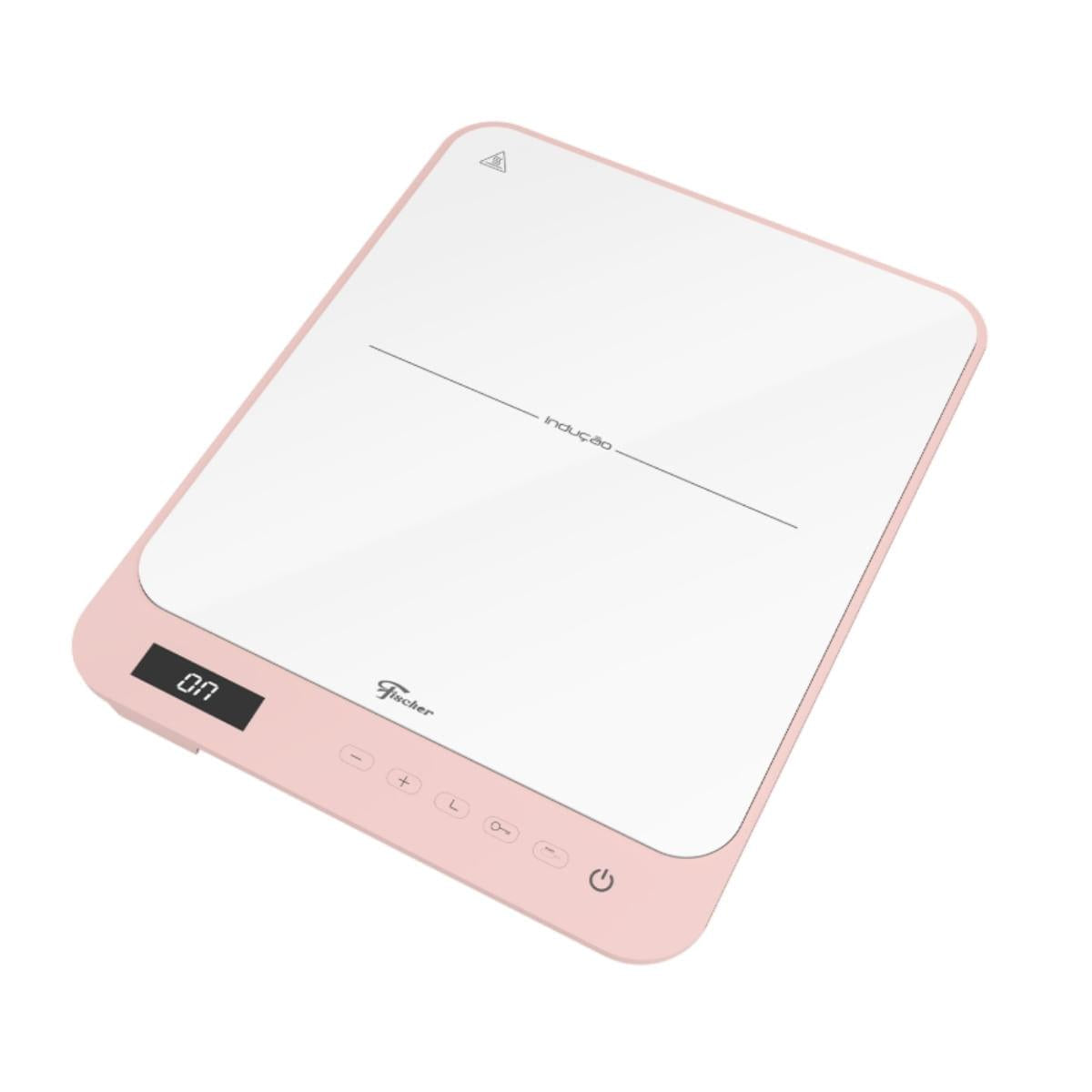 Cooktop de Indução Portátil Fischer 1 Boca Bivolt Touch Screen Rosa Candy