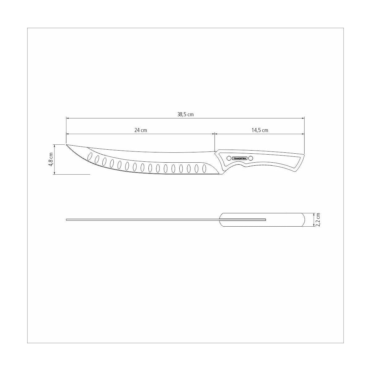 Faca para Carne Tramontina Churrasco Black em Aço Inox Escurecido e Cabo de Madeira 10"