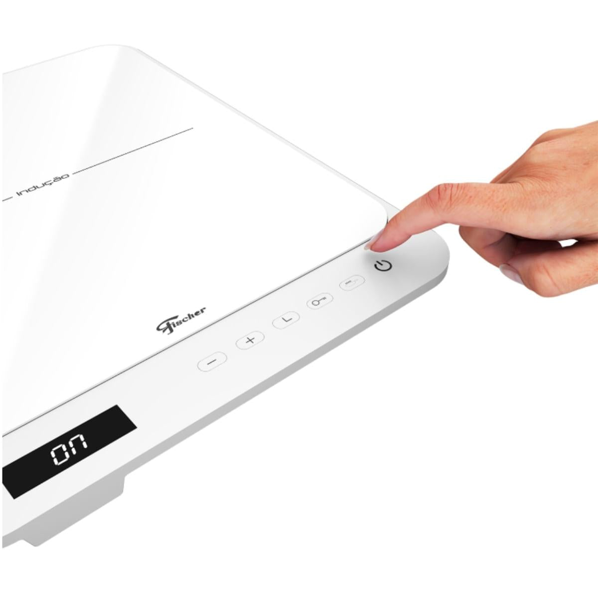 Cooktop de Indução Portátil Fischer 1 Boca Bivolt Touch Screen Branco
